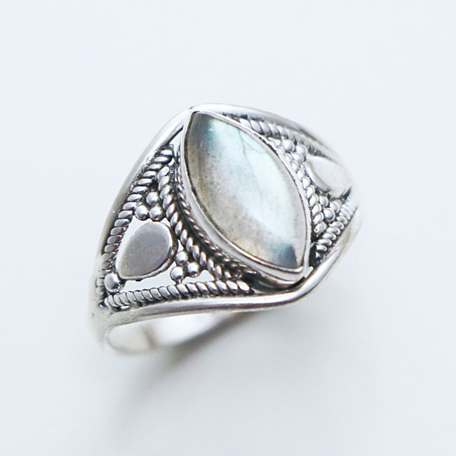 Bague filigranes navette argent 925 et Labradorite - Inde 147