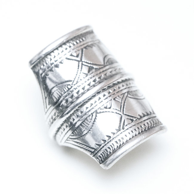 Bague argent massif 925 touareg chevalière longue rectangle - Niger 259