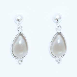 Bijoux Indiens Ethniques boucles d'oreilles argent 925 et pierre fine pendante perle goutte - Inde 022 Quartz fum