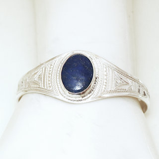 Bijoux ethniques touareg bracelet manchette grav argent 925 et pierre fine cabochon Lapis-Lazuli bleu - Niger 001 b