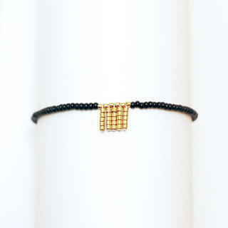 Bijoux Ethniques Africains massa bracelet fin chane gold-filled 14K  plaqu or 24K carats perles de verre noires Sidai Designs rglable ajustable Tanzanie - 001