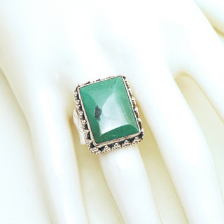 Bijoux ethniques indiens bague en argent 925 massif chevalire filigranes femme homme rectangle et pierre fine vraie turquoise naturelle vritable npalais - Npal 142b