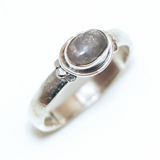 Bijoux ethniques Indiens bague argent 925 massif ovale filigranes pierre fine Labradorite - Inde 168 a