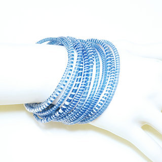 Bijoux Africains Bracelet Jokko Plastique Recycl Tendance Ethniques Bleu transparent Lot de 12 - Mali 056 b