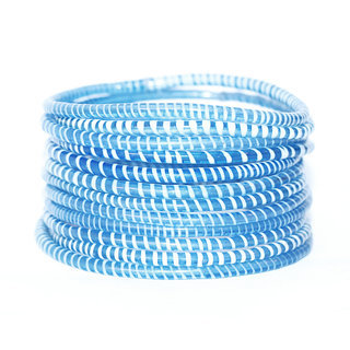 Bijoux Africains Bracelet Jokko Plastique Recycl Tendance Ethniques Bleu transparent Lot de 12 - Mali 056 a