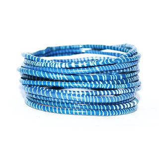 Bijoux Africains Bracelet Jokko plastique recycl tendance Ethniques bleu fonc en tong flip-flop bleu marine roy Lot de 12 - Mali 075 a