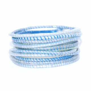 Bijoux Africains Bracelet Jokko plastique recycl tendance Ethniques bleu Nacre Fonc Lot de 12 - Mali 084 a
