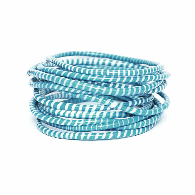 Lot de 12 bracelets Jokko en plastique recyclé Bleu sarcelle - Mali 095